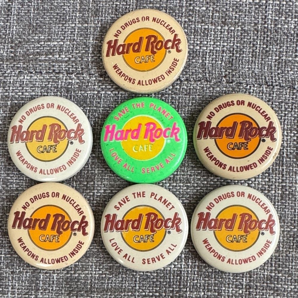 Hard Rock Cafe Vintage Button Collection - Tan, Green, Orange